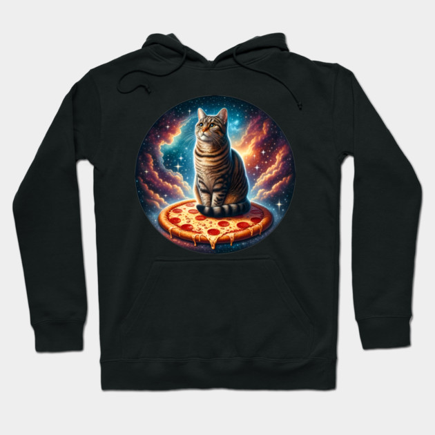 Cat with Pizza in Space, Funny Pizza Lover Hoodie by logiamerch