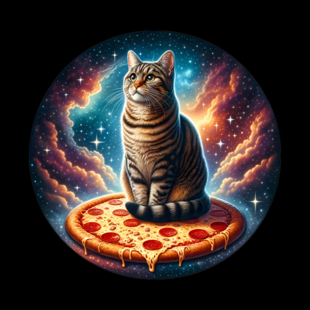Cat with Pizza in Space, Funny Pizza Lover by logiamerch