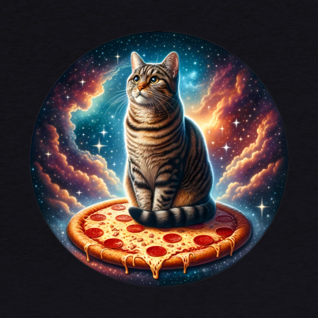 Cat with Pizza in Space, Funny Pizza Lover by logiamerch