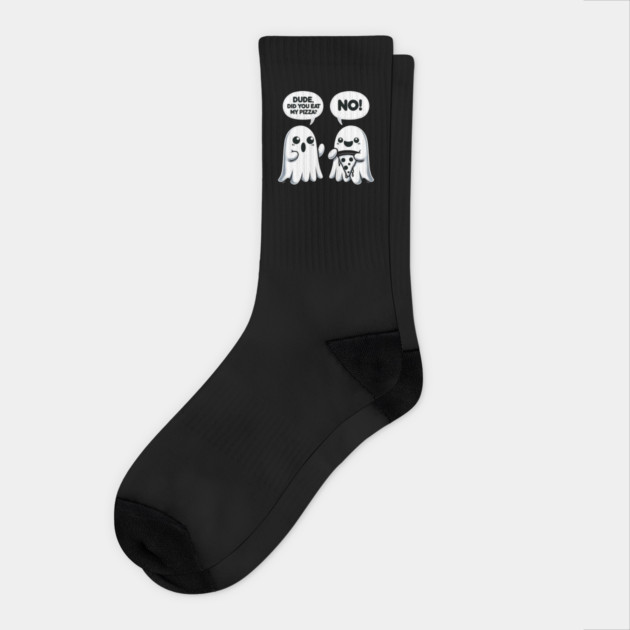 Funny Pizza Ghost Saying Halloween Socks by logiamerch
