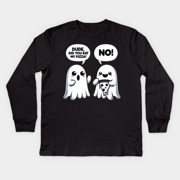 Funny Pizza Ghost Saying Halloween Kids Long Sleeve T-Shirt by logiamerch