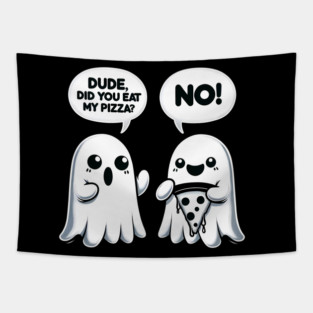 Funny Pizza Ghost Saying Halloween Tapestry