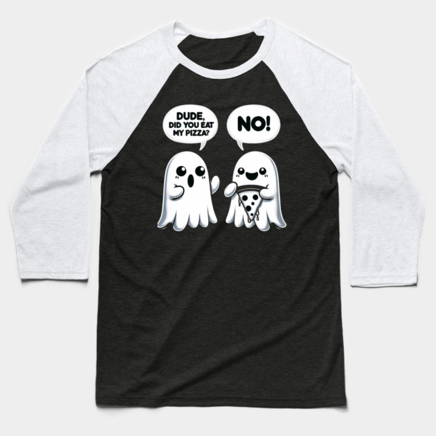 Funny Pizza Ghost Saying Halloween Baseball T-Shirt by logiamerch