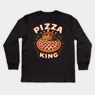 Funny Pizza King Kids Long Sleeve T-Shirt