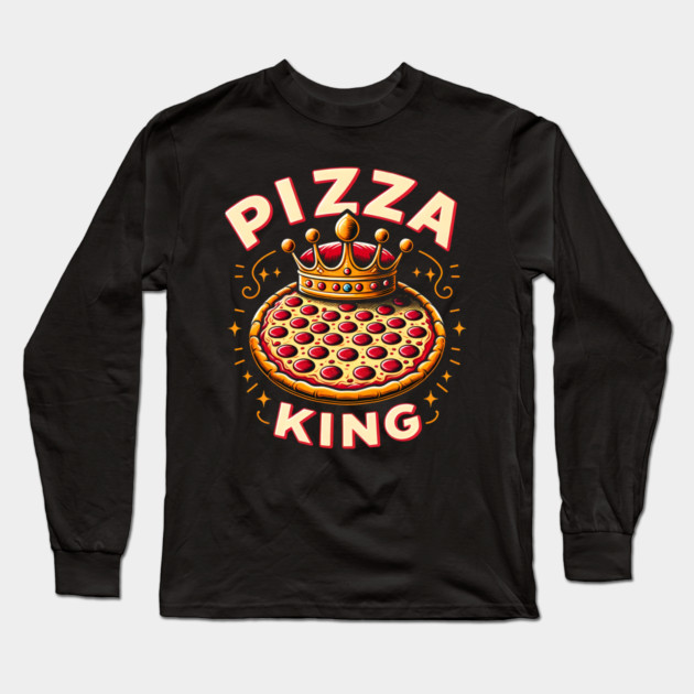 Funny Pizza King Long Sleeve T-Shirt by logiamerch
