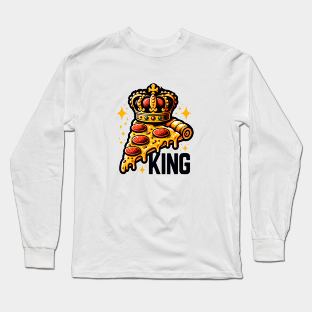 Funny Pizza King Long Sleeve T-Shirt by logiamerch