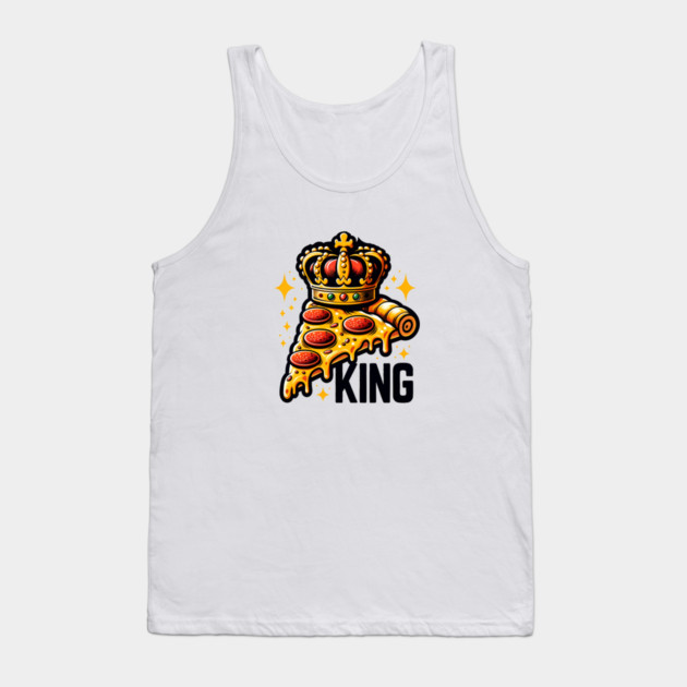 Funny Pizza King Tank Top by logiamerch