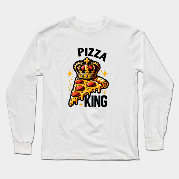 Funny Pizza King Long Sleeve T-Shirt by logiamerch