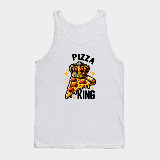 Funny Pizza King Tank Top by logiamerch