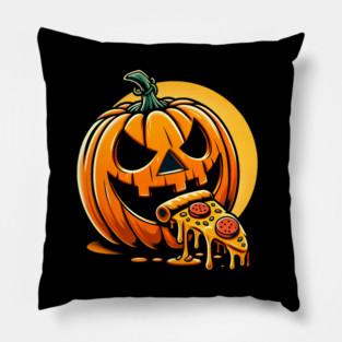 Scary Pumpkin eating Pizza Pillow