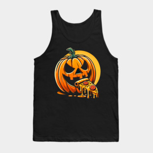 Scary Pumpkin eating Pizza Tank Top