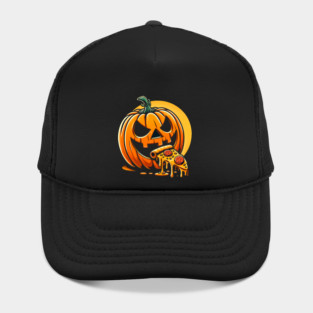 Scary Pumpkin eating Pizza Hat