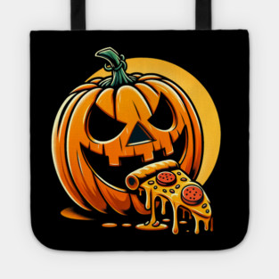 Scary Pumpkin eating Pizza Tote