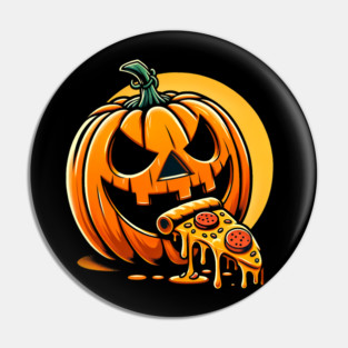 Scary Pumpkin eating Pizza Pin