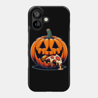 Scary Pumpkin eating Pizza  Halloween Phone Case