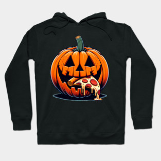 Scary Pumpkin eating Pizza  Halloween Hoodie