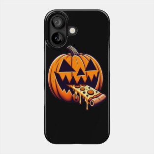 Scary Pumpkin eating Pizza  Halloween Phone Case