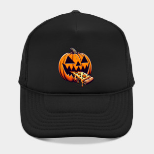 Scary Pumpkin eating Pizza  Halloween Hat