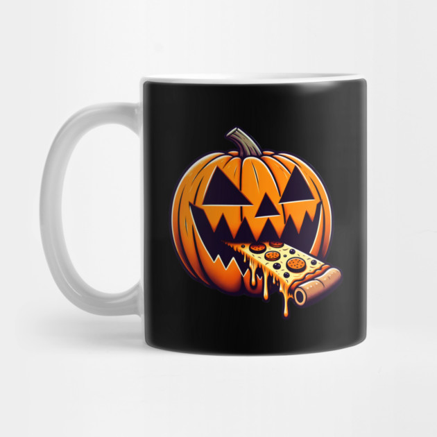 Scary Pumpkin eating Pizza  Halloween by logiamerch