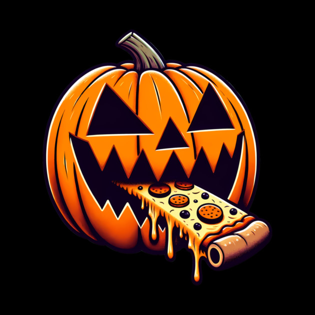 Scary Pumpkin eating Pizza  Halloween by logiamerch