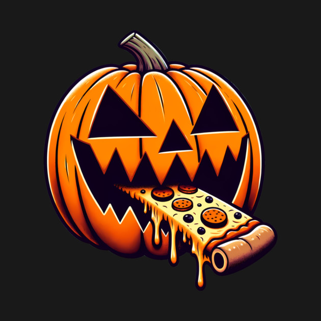 Scary Pumpkin eating Pizza  Halloween by logiamerch