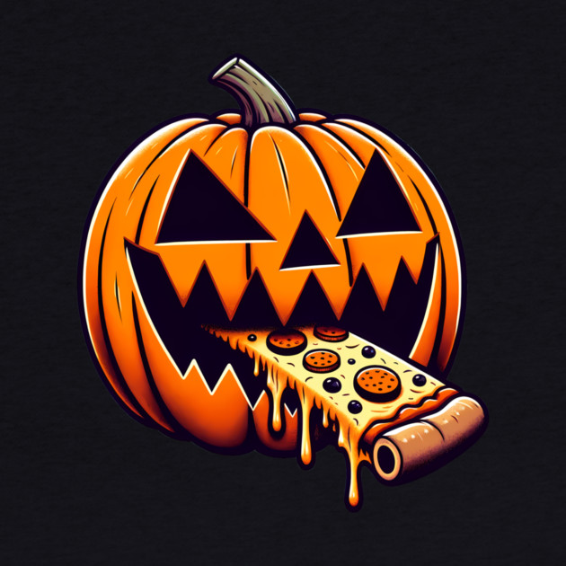 Scary Pumpkin eating Pizza  Halloween by logiamerch