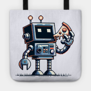 Funny Robot Eating Pizza Tote