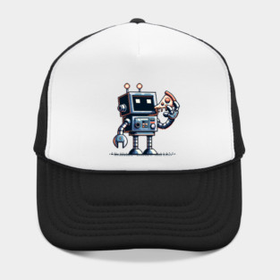 Funny Robot Eating Pizza Hat