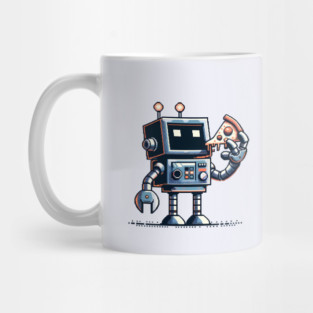 Funny Robot Eating Pizza Mug