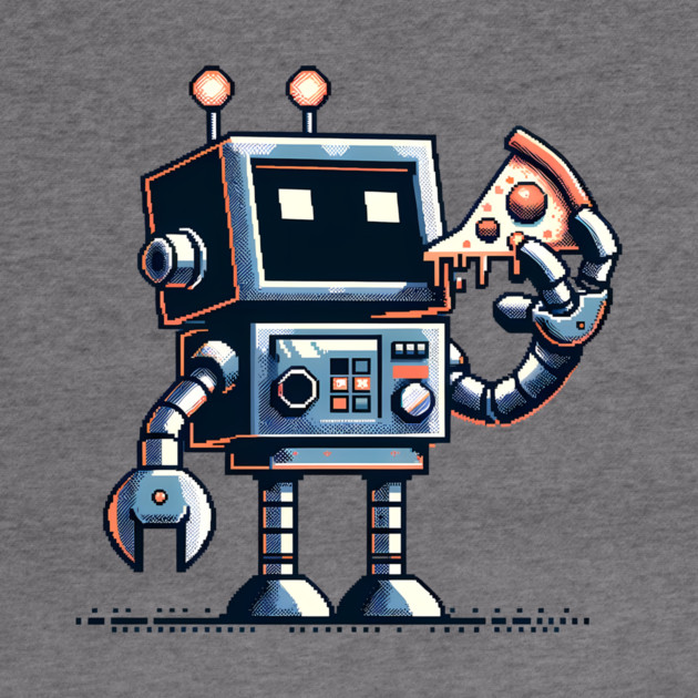 Funny Robot Eating Pizza by logiamerch