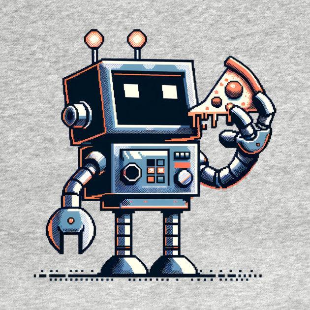 Funny Robot Eating Pizza by logiamerch