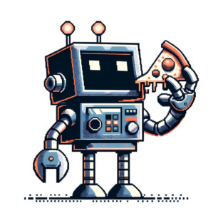 Funny Robot Eating Pizza T-Shirt