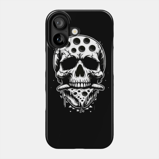 Skull Eating Pizza Phone Case by logiamerch
