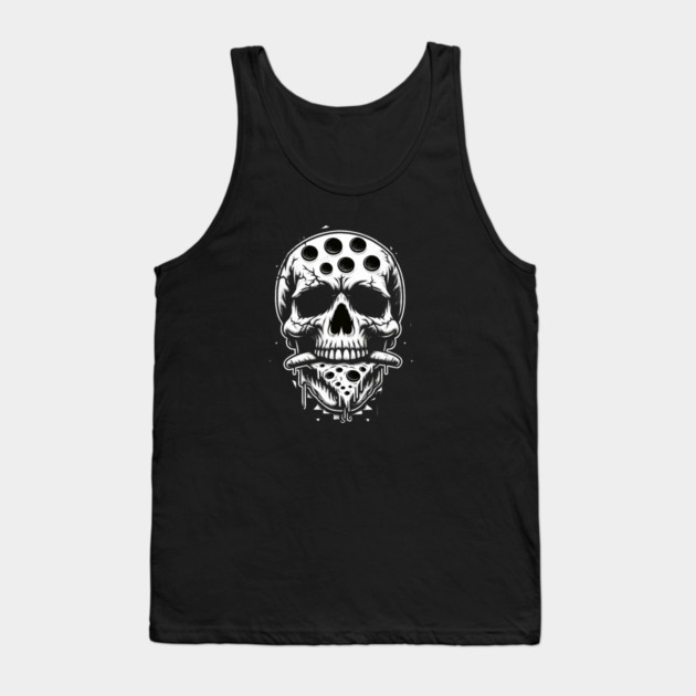 Skull Eating Pizza Tank Top by logiamerch