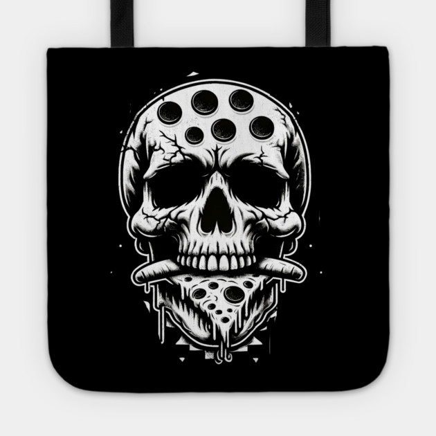 Skull Eating Pizza Tote by logiamerch