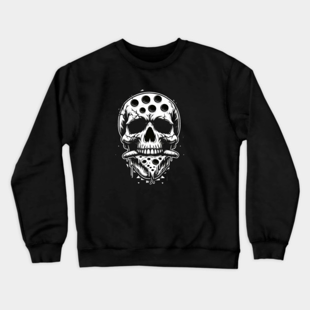Skull Eating Pizza Crewneck Sweatshirt by logiamerch