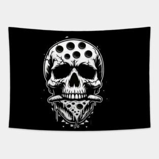 Skull Eating Pizza Tapestry