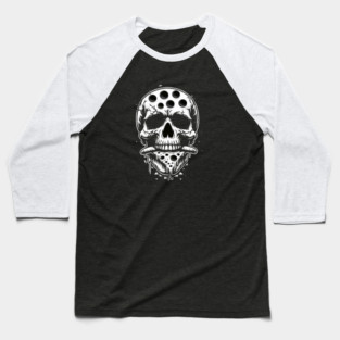Skull Eating Pizza Baseball T-Shirt