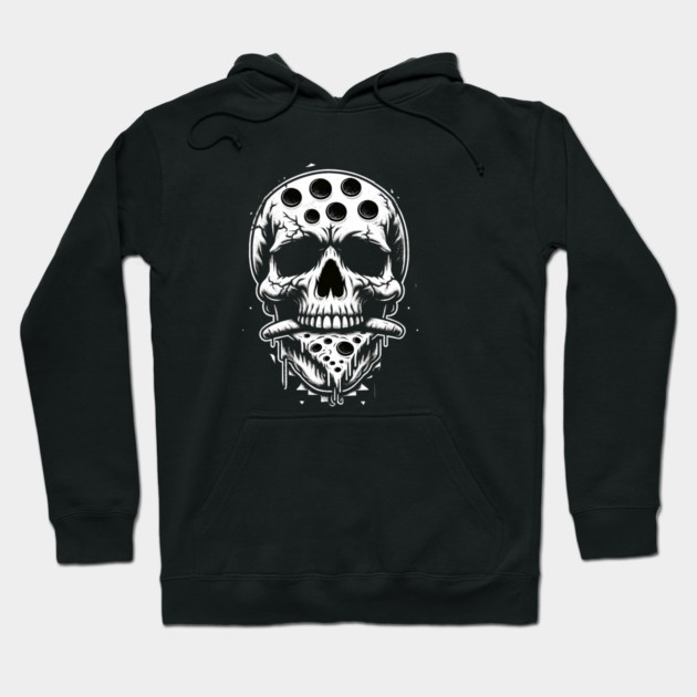 Skull Eating Pizza Hoodie by logiamerch