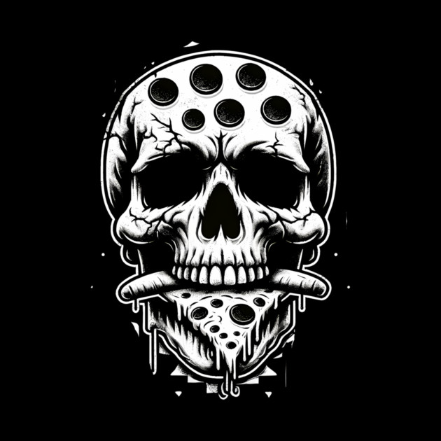 Skull Eating Pizza by logiamerch
