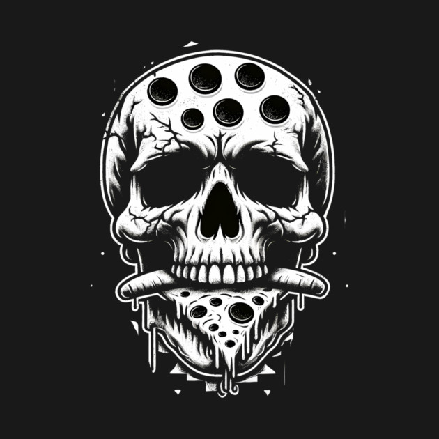 Skull Eating Pizza by logiamerch