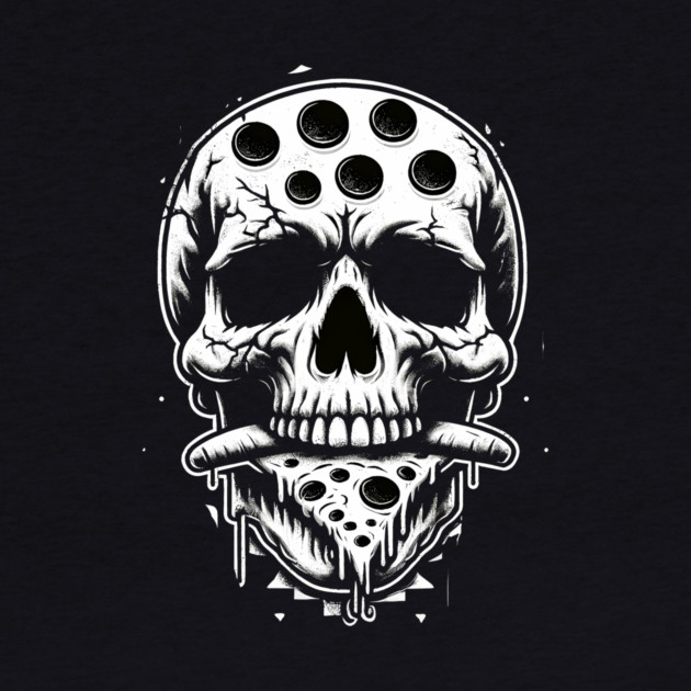 Skull Eating Pizza by logiamerch
