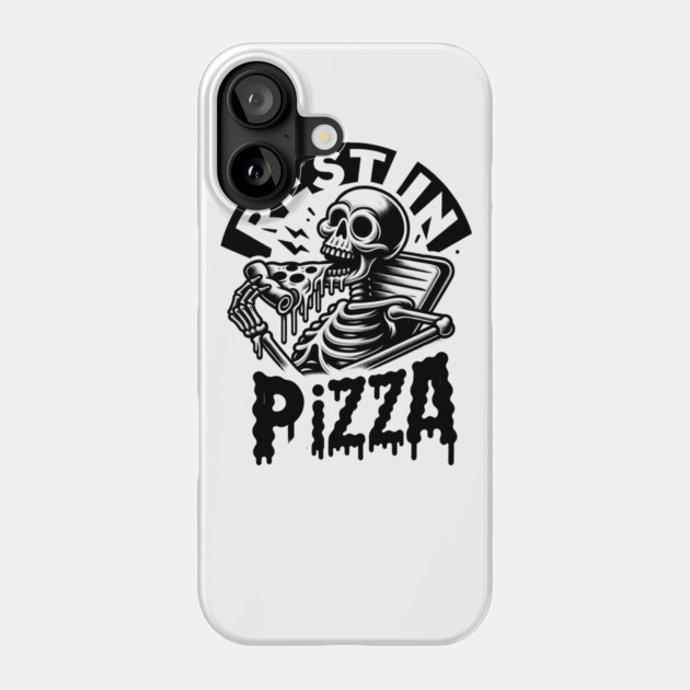 Funny Skull, Skeleton Resting in Pizza Phone Case by logiamerch