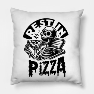 Funny Skull, Skeleton Resting in Pizza Pillow
