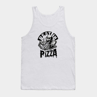 Funny Skull, Skeleton Resting in Pizza Tank Top