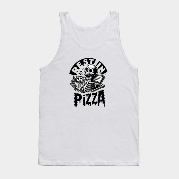 Funny Skull, Skeleton Resting in Pizza Tank Top by logiamerch