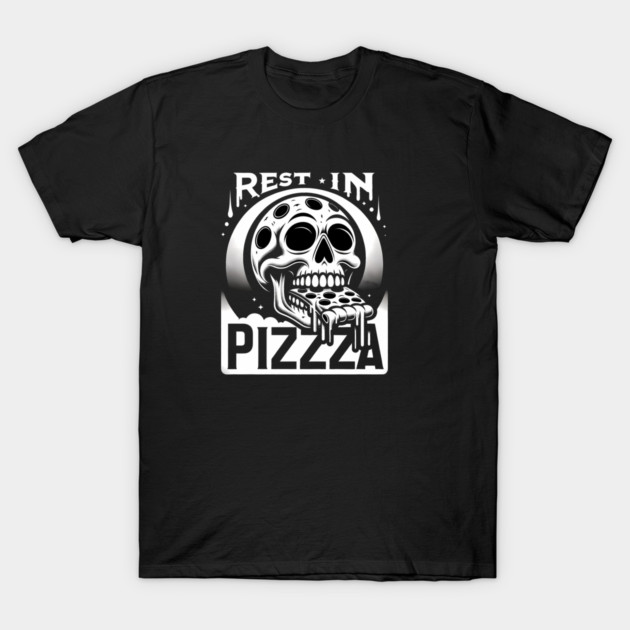 Funny Skull, Resting in Pizza T-Shirt by logiamerch