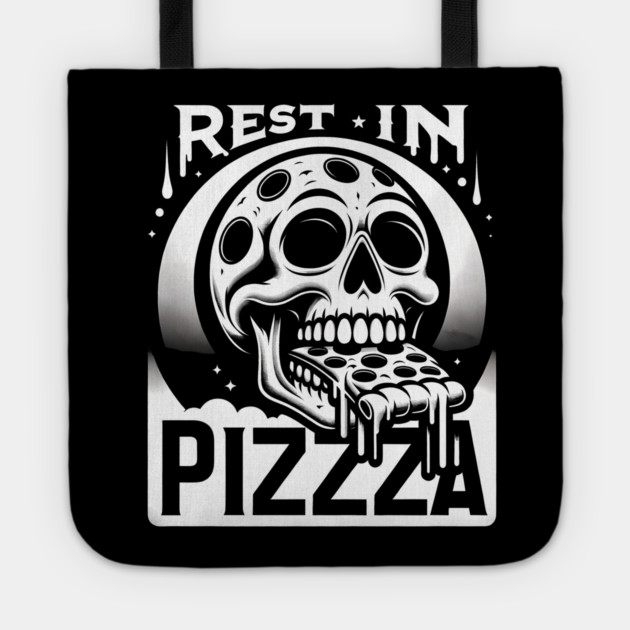 Funny Skull, Resting in Pizza Tote by logiamerch