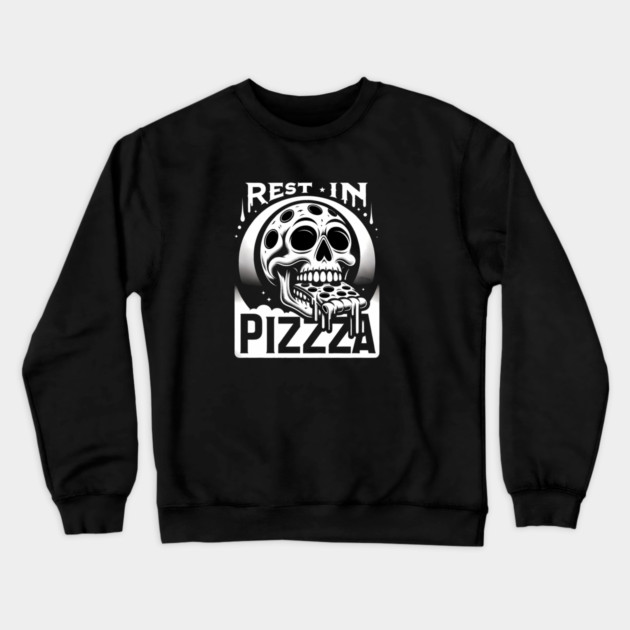 Funny Skull, Resting in Pizza Crewneck Sweatshirt by logiamerch