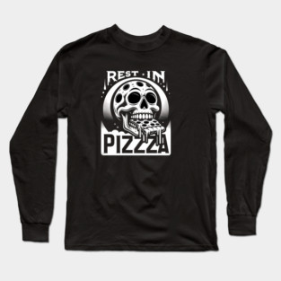 Funny Skull, Resting in Pizza Long Sleeve T-Shirt